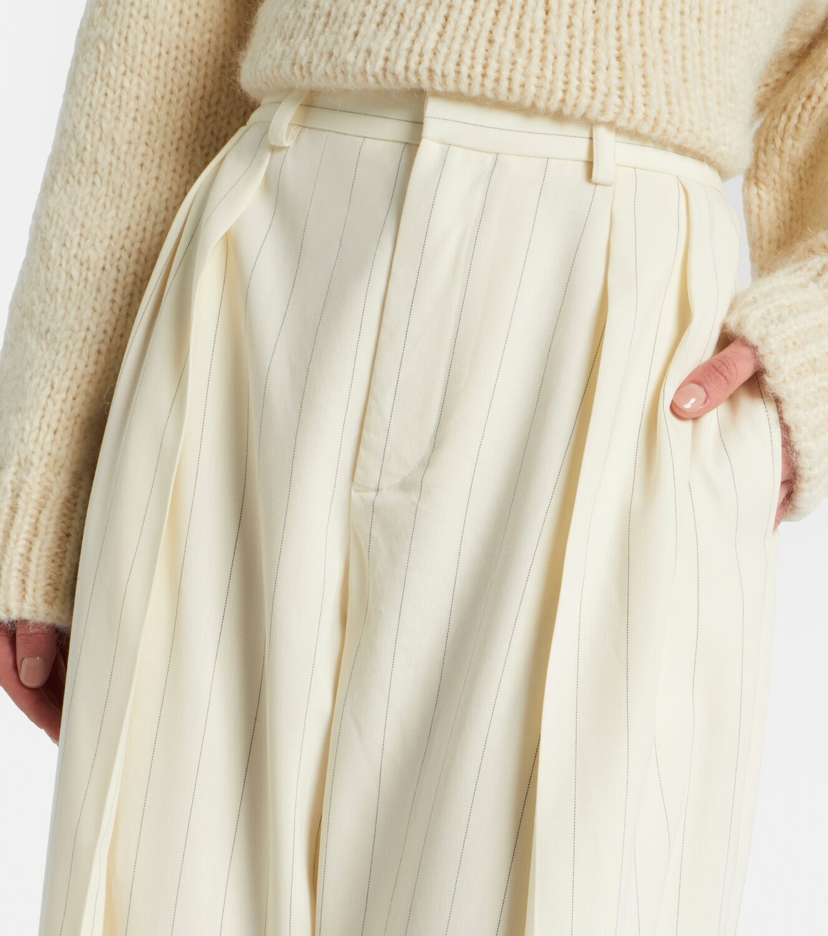 Ralph Lauren Collection Striped high-rise wool wide-leg pants