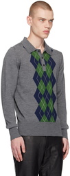 AMI Paris Gray Argyle Polo