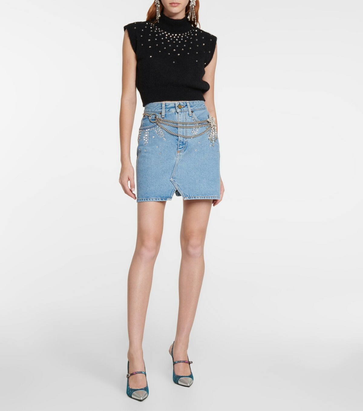 Alessandra Rich Denim and leather pumps Alessandra Rich