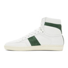 Saint Laurent White and Green Court Classic SL/10H Sneakers