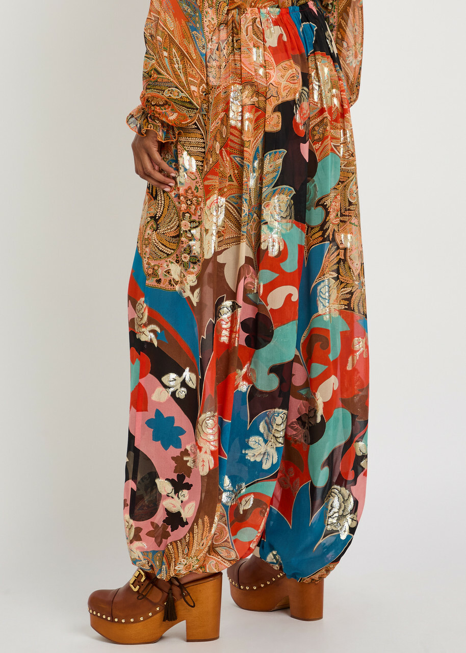 Etro Patterned Balloon-leg Silk Trousers Multicoloured