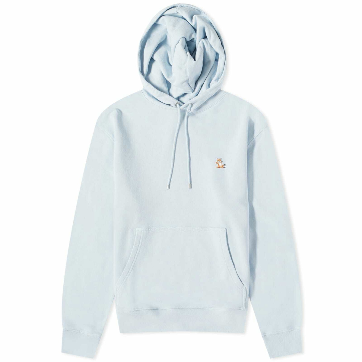 Maison Kitsuné Men's Chillax Fox Patch Regular Hoodie in Sky Blue ...