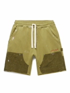 Lost Daze - Straight-Leg Paint-Splattered Cotton-Jersey Drawstring Shorts - Green