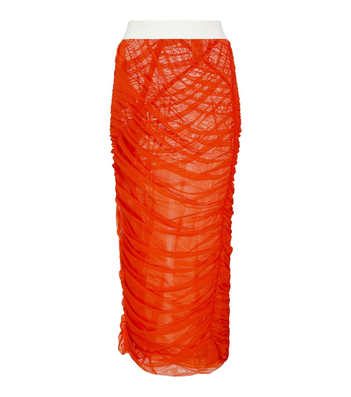 Photo: Dries Van Noten - Ruched mesh midi skirt