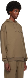 ZEGNA Brown Embroidered-Logo Hoodie