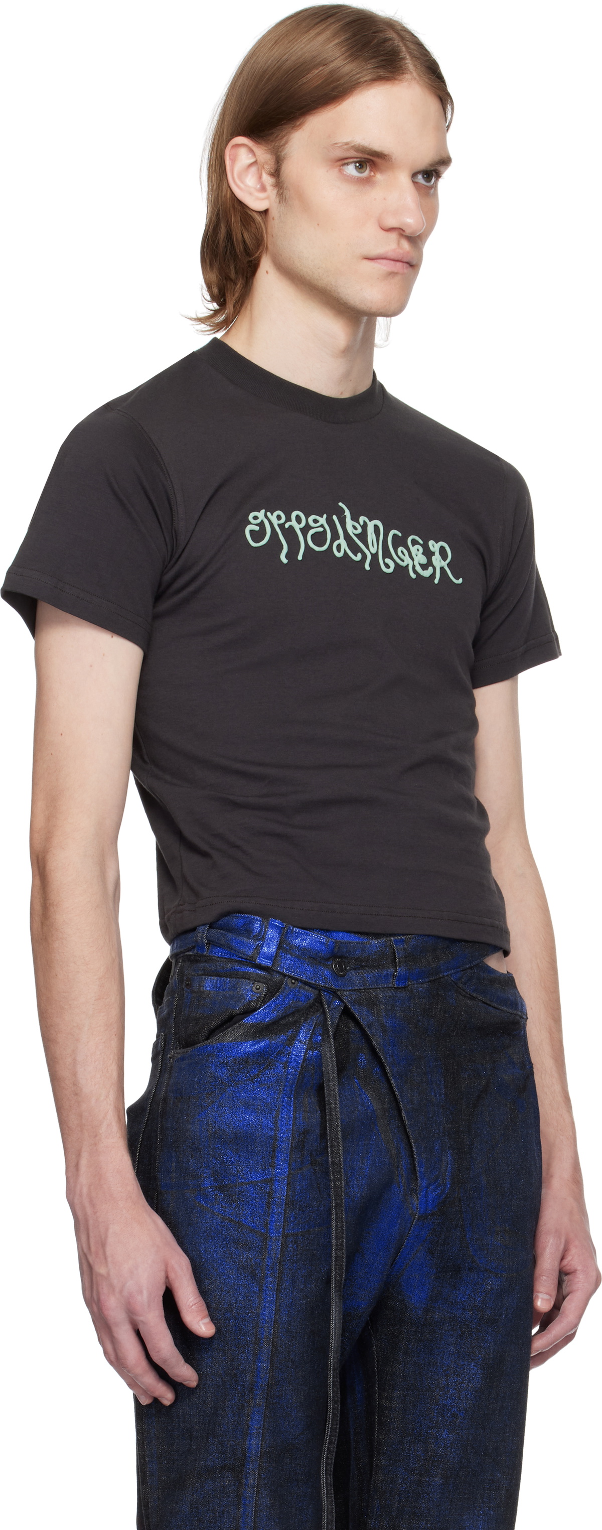 Ottolinger Black Fitted Puff Paint T-shirt