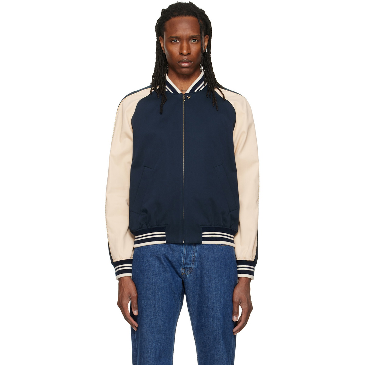 Valentino Green Eyelet Bomber Jacket Valentino