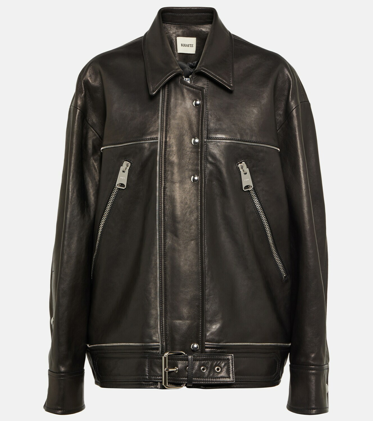 The Grizzo Jacket in Black Leather with Grommets– KHAITE