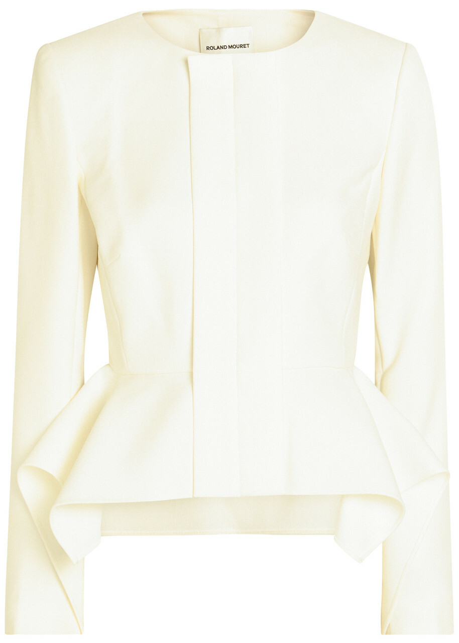 Roland Mouret Peplum Crepe Jacket Cream