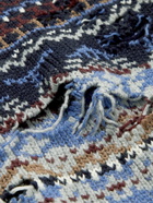 BALENCIAGA - Oversized Distressed Fair Isle Wool-Blend Sweater - Blue