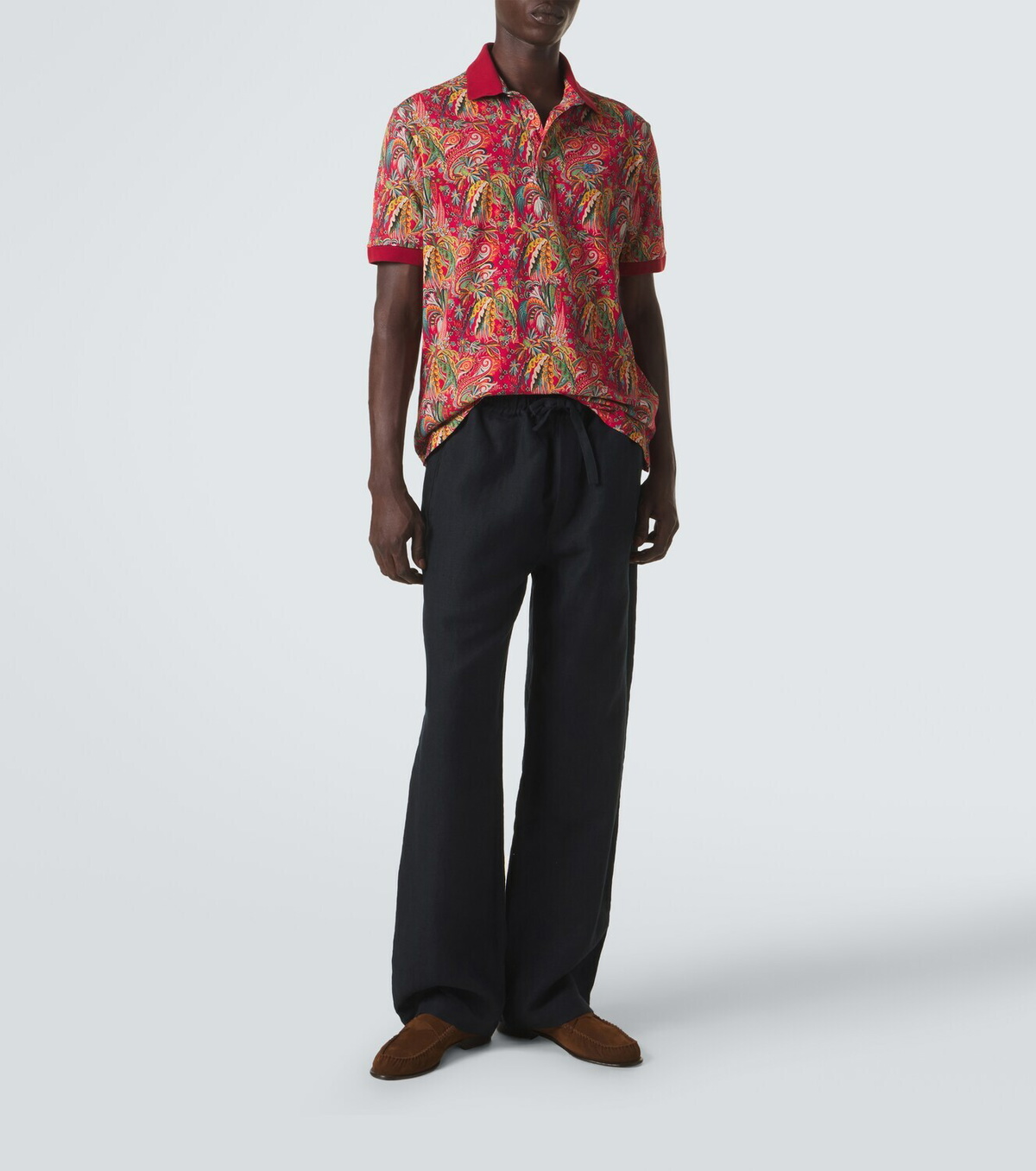 Etro Paisley cotton piqué polo shirt