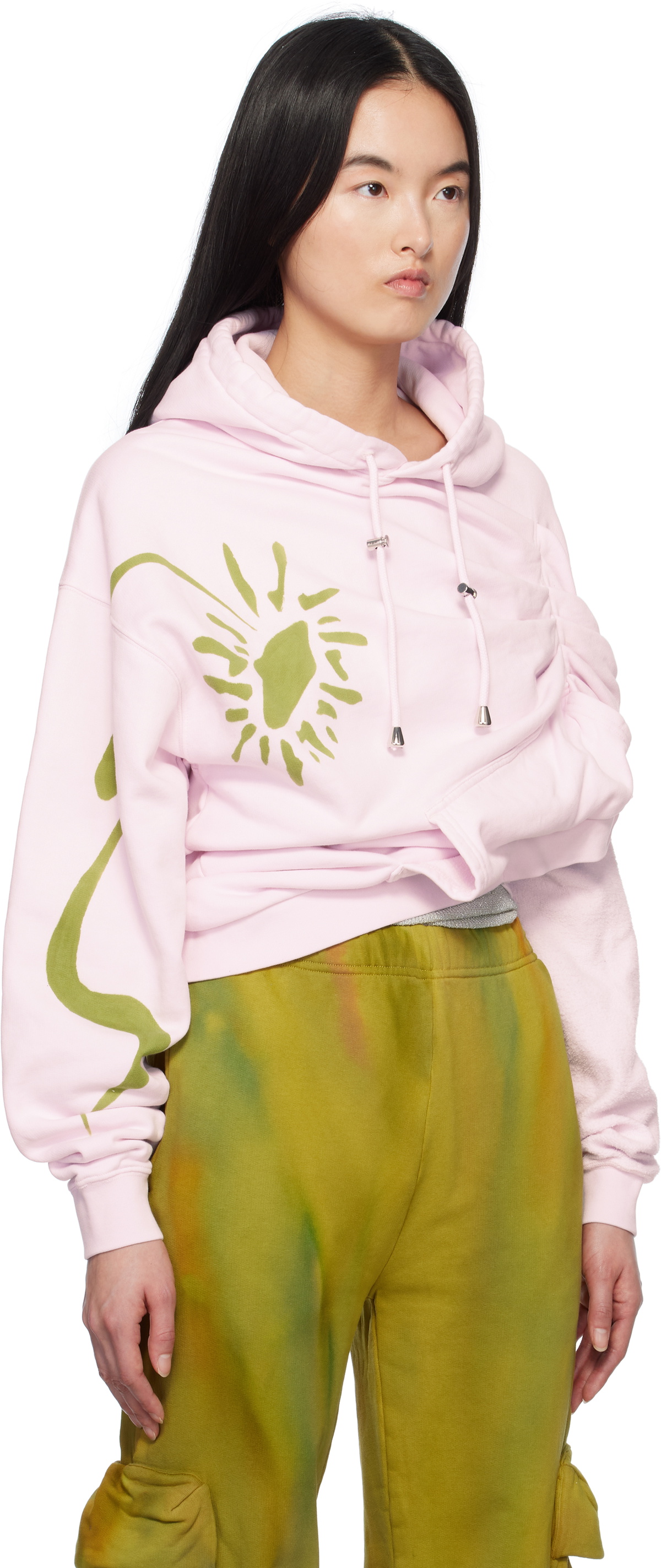 Collina Strada Pink Eva Draped Hoodie