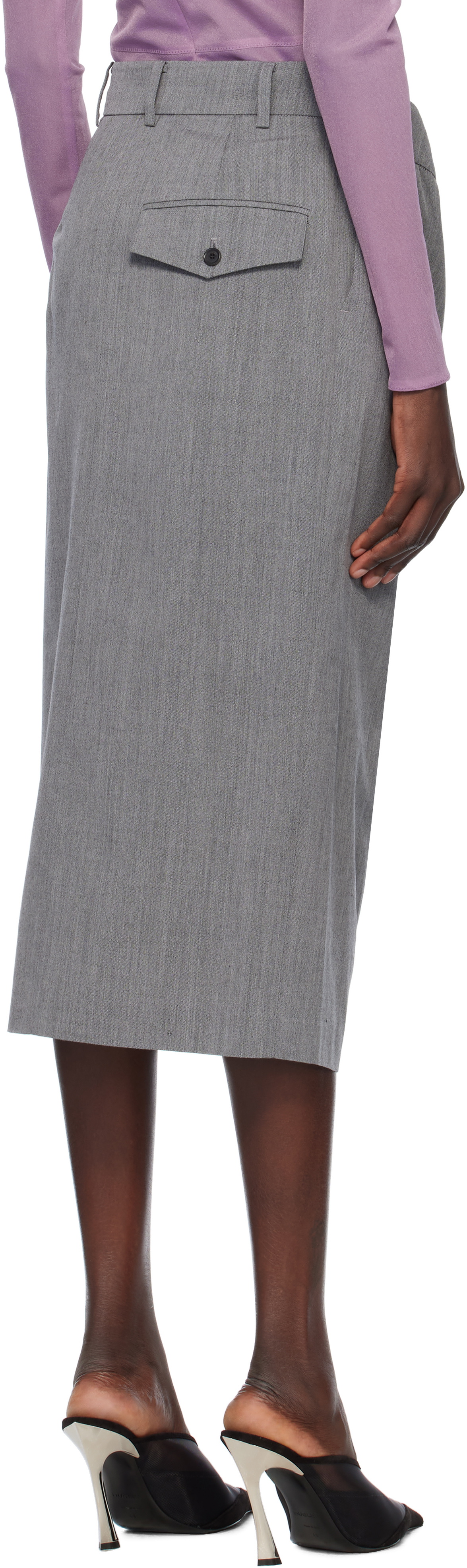 Pushbutton Gray Kangaroo Midi Skirt