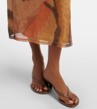 SIR Draped printed mesh maxi dress