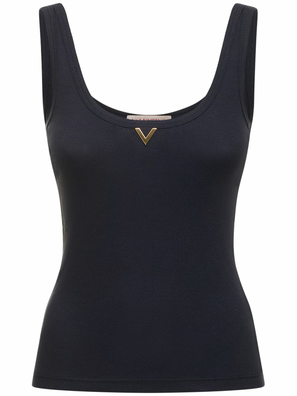 VALENTINO - Cotton Ribbed Jersey Logo Tank Top Valentino