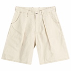 Story mfg. Men's Hand Embroidered Lush Carpenter Shorts in Ecru