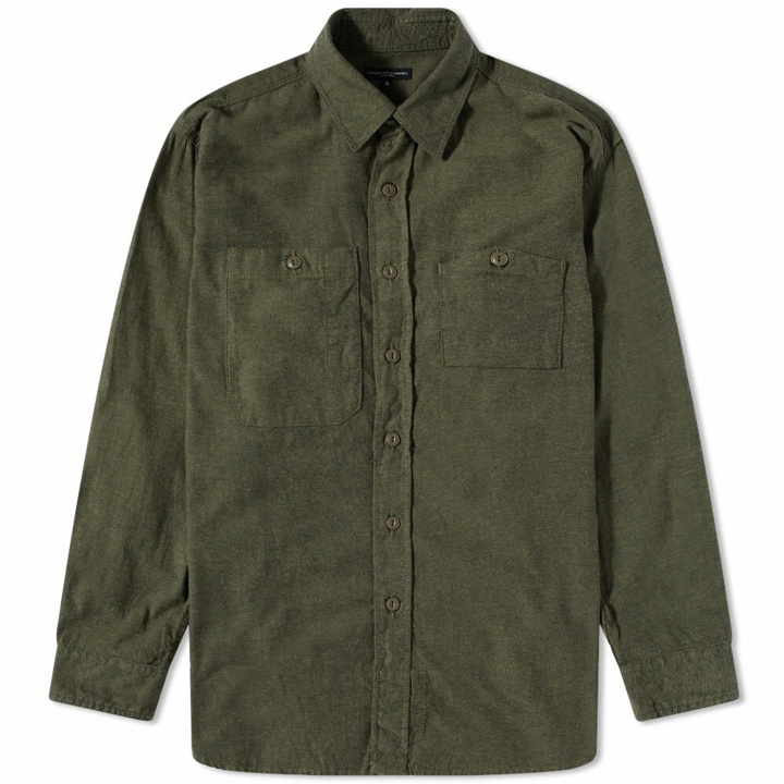 Photo: Engineered Garments Men's Flannel Work Shirt in Olive
