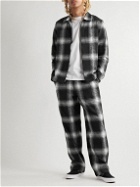 Saturdays NYC - George Straight-Leg Pleated Checked Cotton-Flannel Trousers - Black