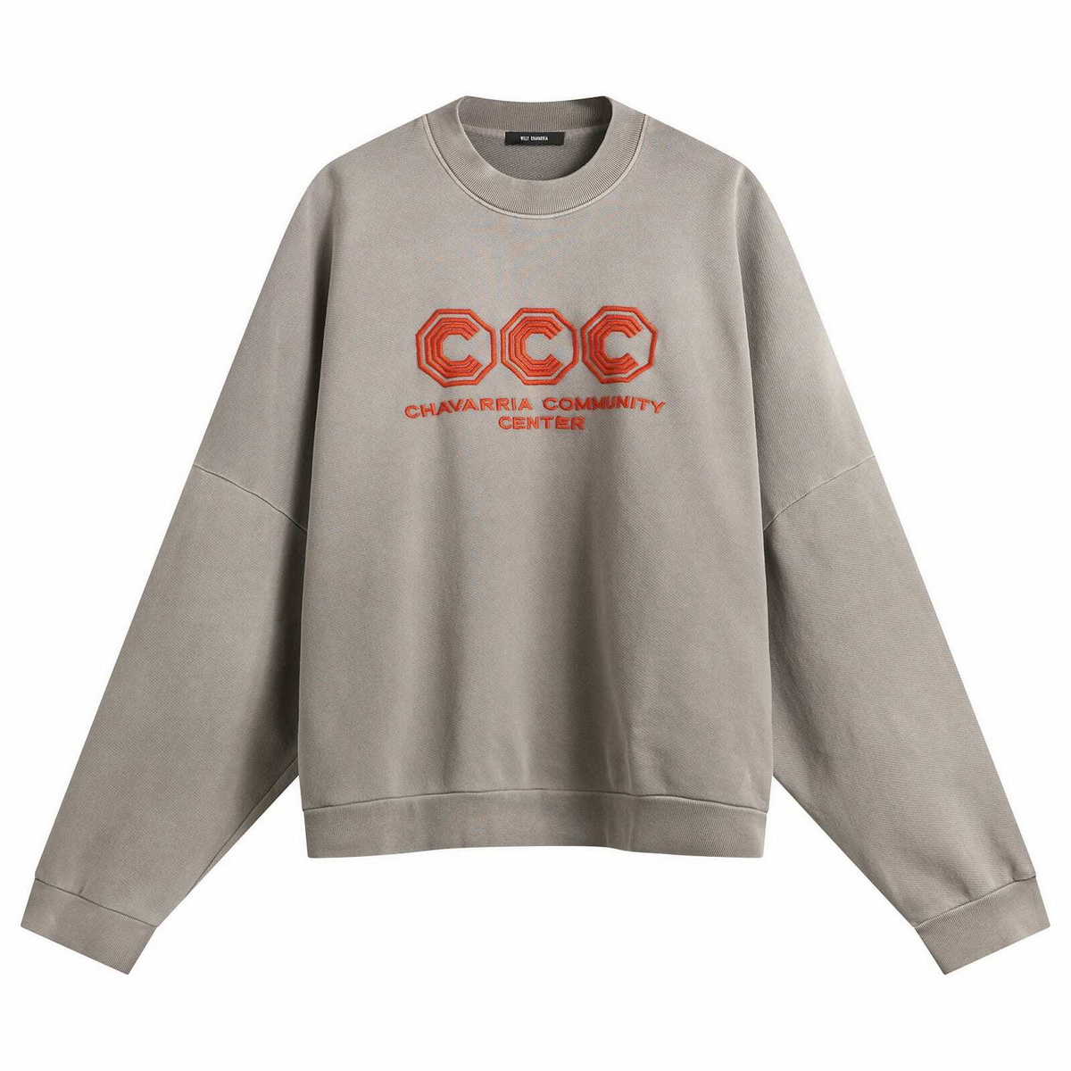 Willy Chavarria Men's CCC Hooligan Crew Sweatshirt in Concrete