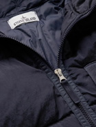 Stone Island - Logo-Appliquéd Quilted Crinkled-Shell Hooded Down Jacket - Blue