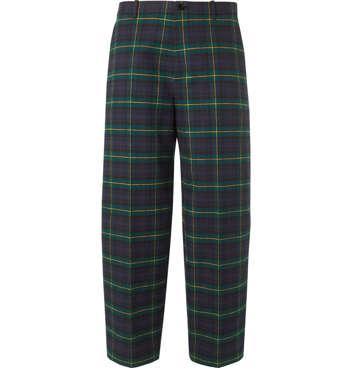 Gurgle etage vægt Balenciaga - Cropped Checked Cotton-Flannel Trousers - Green Balenciaga