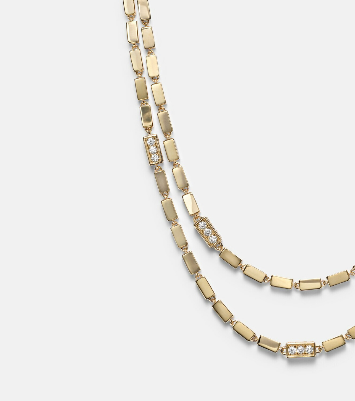 Suzanne Kalan Block-Chain 18kt gold necklace with diamonds