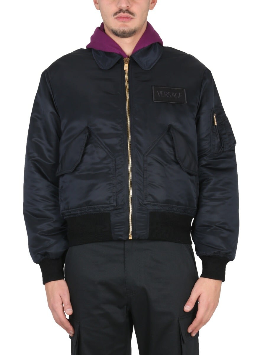 VERSACE グレカテクニカルジャケット Greca technical jacket in black - Versace | Mytheresa