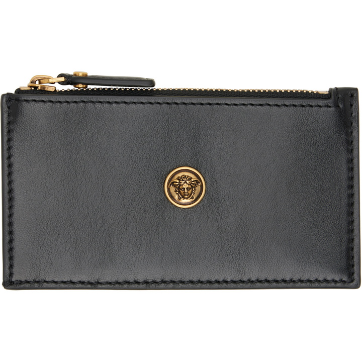 Photo: Versace Black Emblème Leather Zip Card Holder