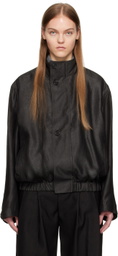 UMBER POSTPAST Black Mud-Dyed Bomber Jacket