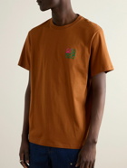 LOEWE - Slim-Fit Logo-Embroidered Cotton-Jersey T-Shirt - Orange