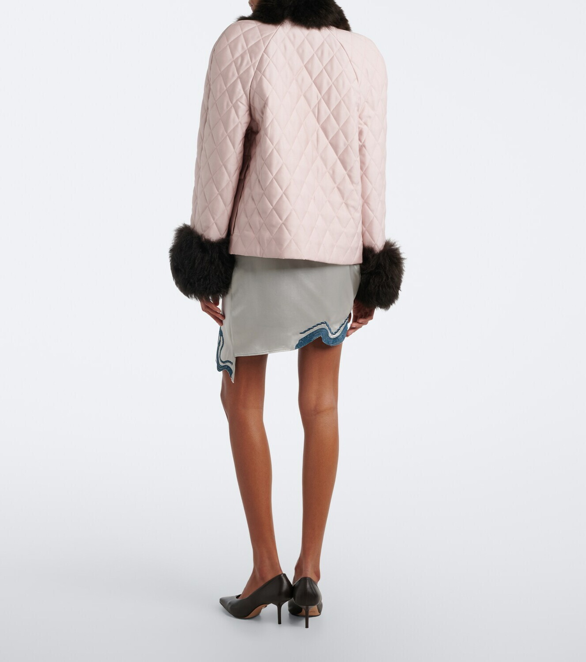 Jacques Wei Embroidered satin miniskirt
