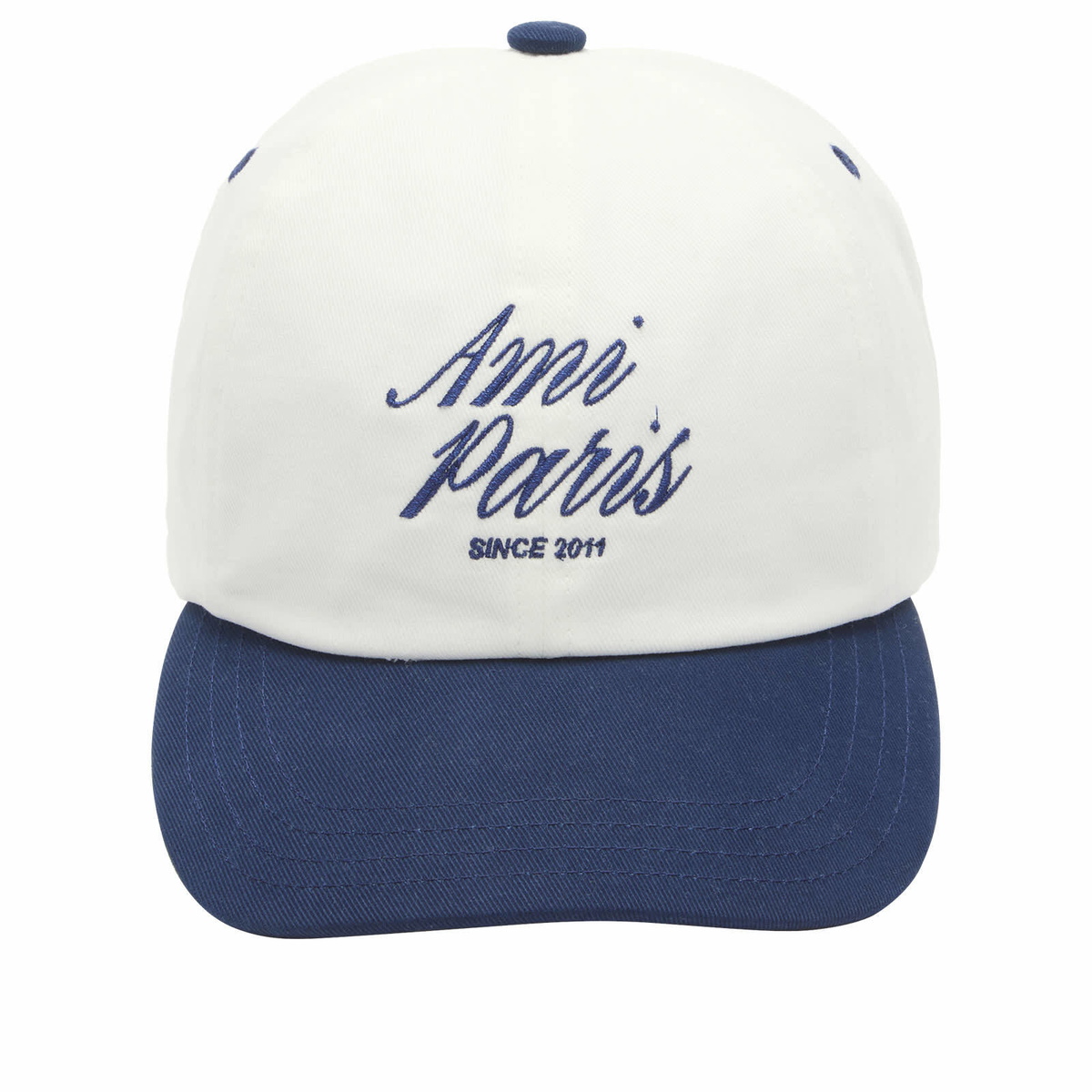 AMI Paris Men's Bicolor Cap in Encre/Blanc Creme AMI