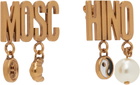 Moschino Gold Lettering Drop Earrings