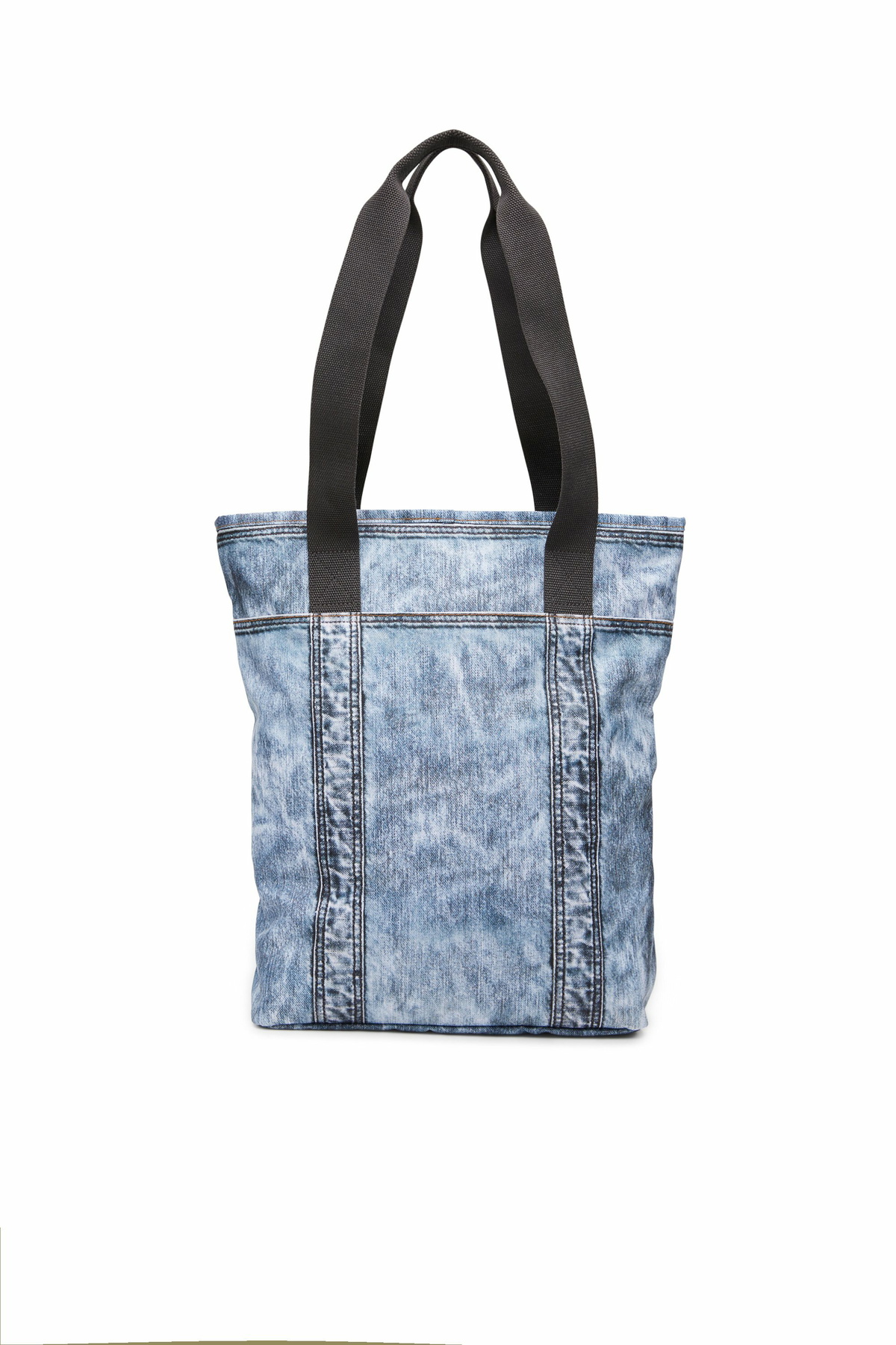 Diesel Tote bag in trompe l'oeil denim - Crossbody Bags - Unisex - Blue