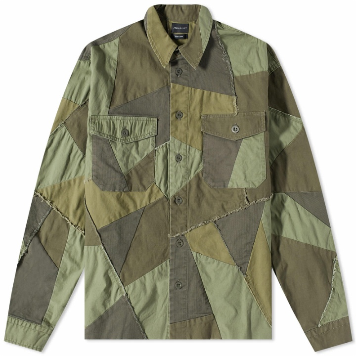 Photo: John Elliott Men's Patchwork Military Shirt in Olive