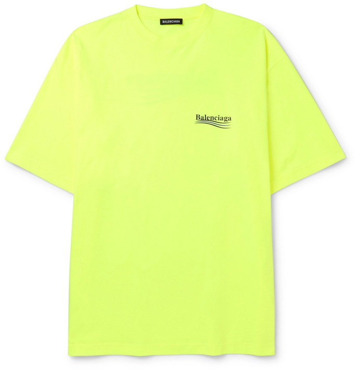 Photo: BALENCIAGA - Logo-Print Cotton-Jersey T-Shirt - Yellow