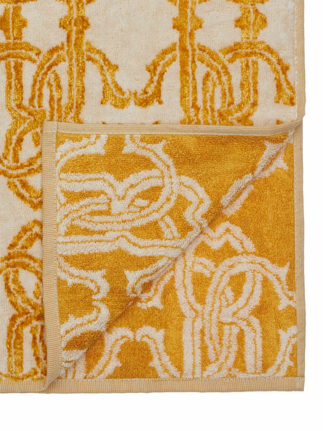 ROBERTO CAVALLI Logo Gold Cotton Blend Towel