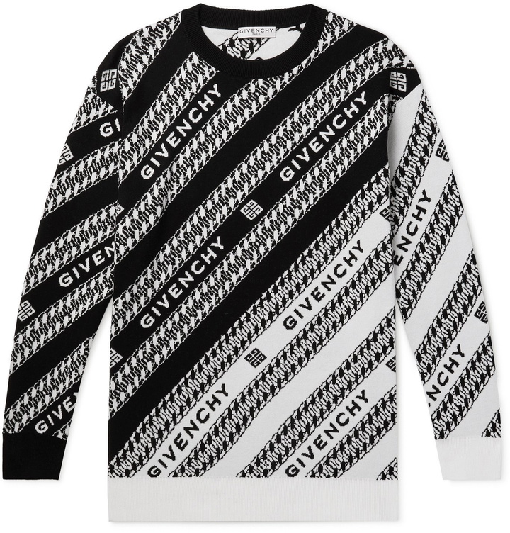 Photo: GIVENCHY - Logo-Jacquard Cotton Sweater - Black