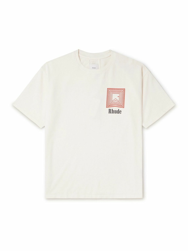 Photo: Rhude - Logo-Print Cotton-Jersey T-Shirt - White