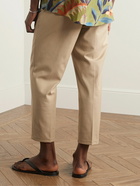 Etro - Tapered Wool-Blend Twill Drawstring Trousers - Neutrals