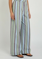 Faithfull The Brand Lane Striped Cotton and Linen-blend Trousers Blue