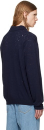 vowels Navy Eyelet Polo