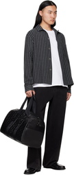 Lacoste Black Large Nomogram Leather Weekend Bag