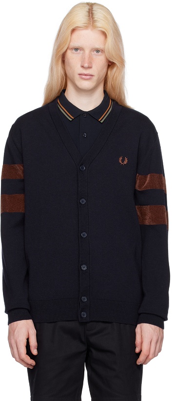 Photo: Fred Perry Navy Tipping Cardigan