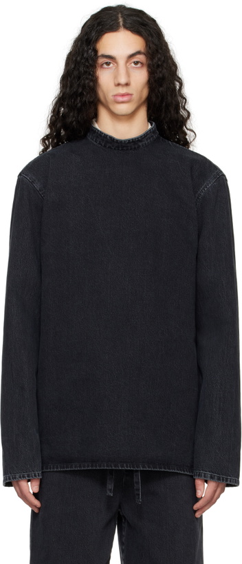 Photo: Rier Black Band Collar Denim Top