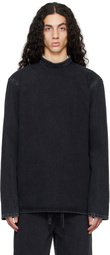 Rier Black Band Collar Denim Top