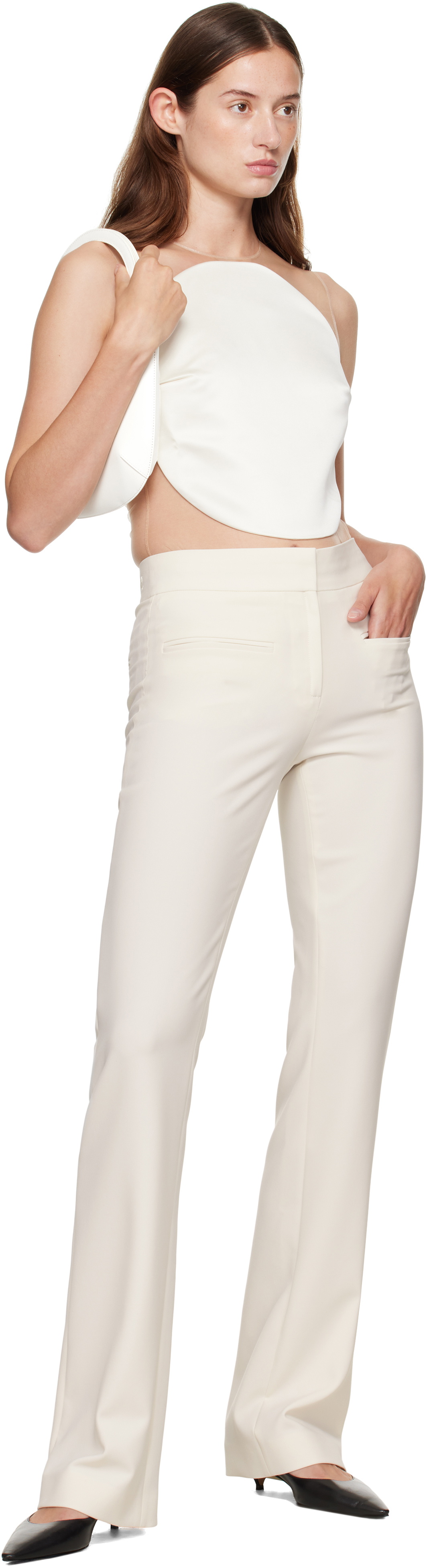 Courrèges Off-White Illusion Circle Satin Bodysuit