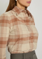 Calvin Klein Scarlett Checked Cotton Shirt Sand