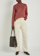 Another Tomorrow Curved Barrel-leg Jeans Beige
