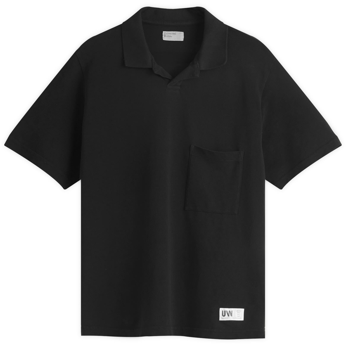 Universal Works Men's Pique Vacation Polo in Black